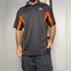 Cincinnati Bengals Mens L Polo Shirt NFL Team Apparel Black Orange